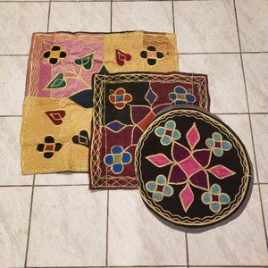 VINTAGE EMBROIDERED PILLOW COVERS-INDIA-SET OF 3